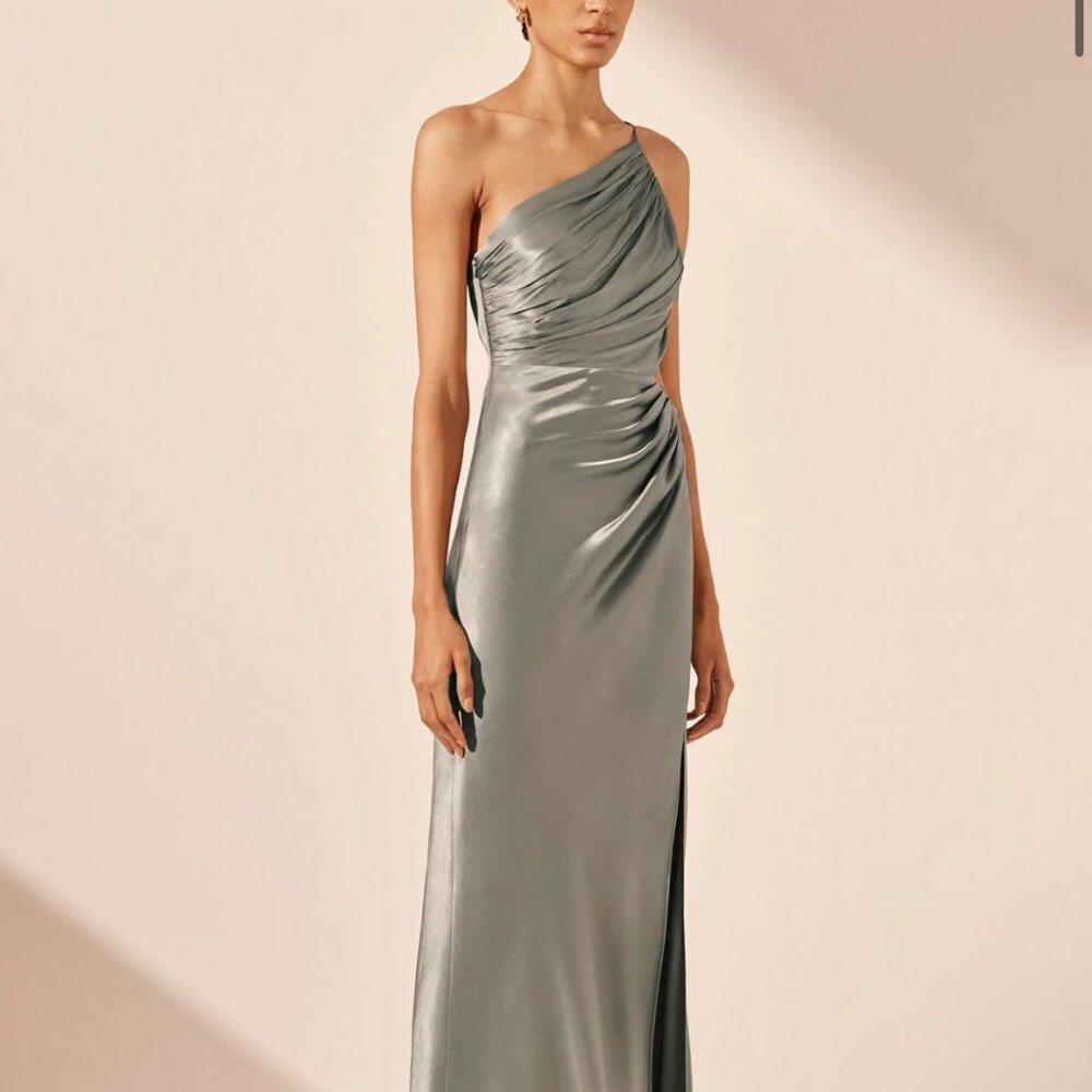 Shona Joy La lune asymmetrical gathered maxi dress - sage